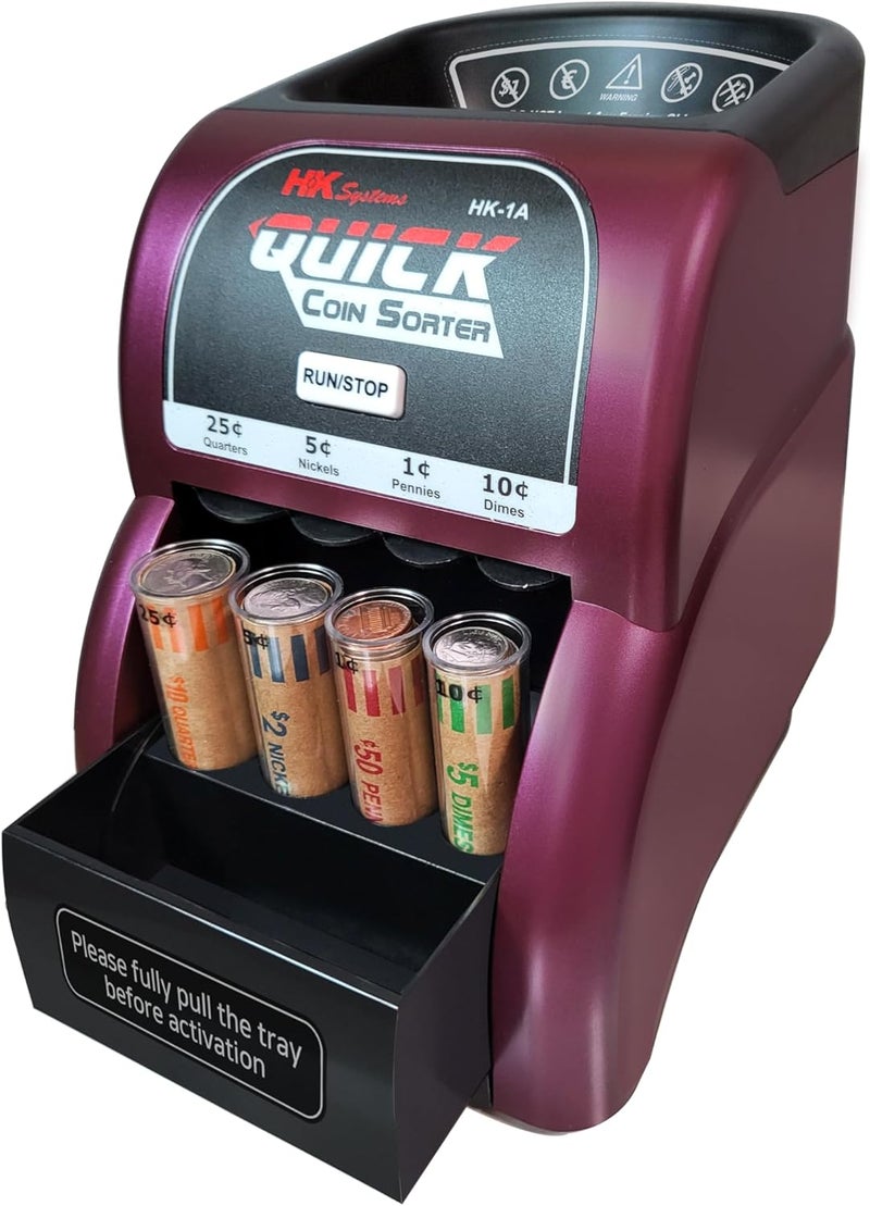 HK SYSTEMS HK-1A, USD Coin Sorter, Sorts 260 Coins Per Minute into Coin Wrappers, 1 Row Coin Wrapper Tubes Included - Image 3